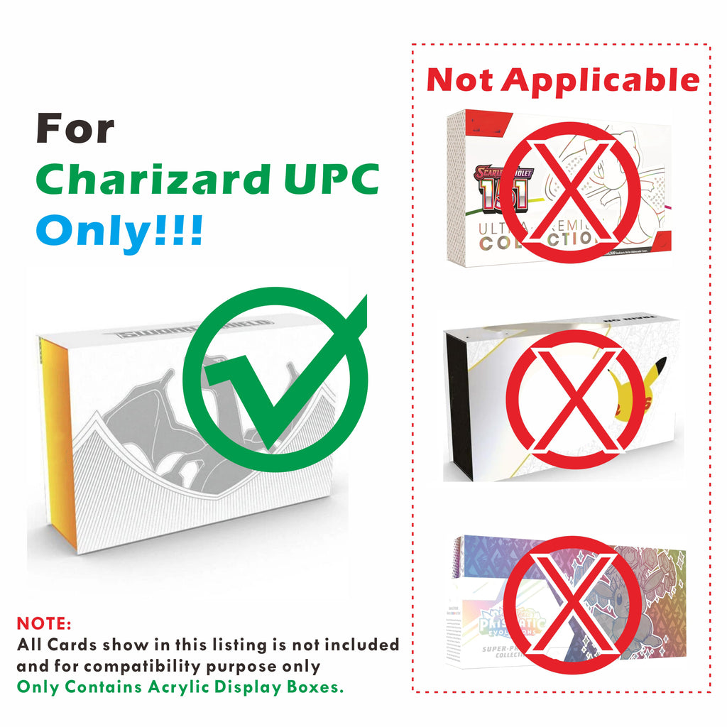 Clear Acrylic Magnetic Display Case for Pokemon Charizard Ultra Premium Collection UPC