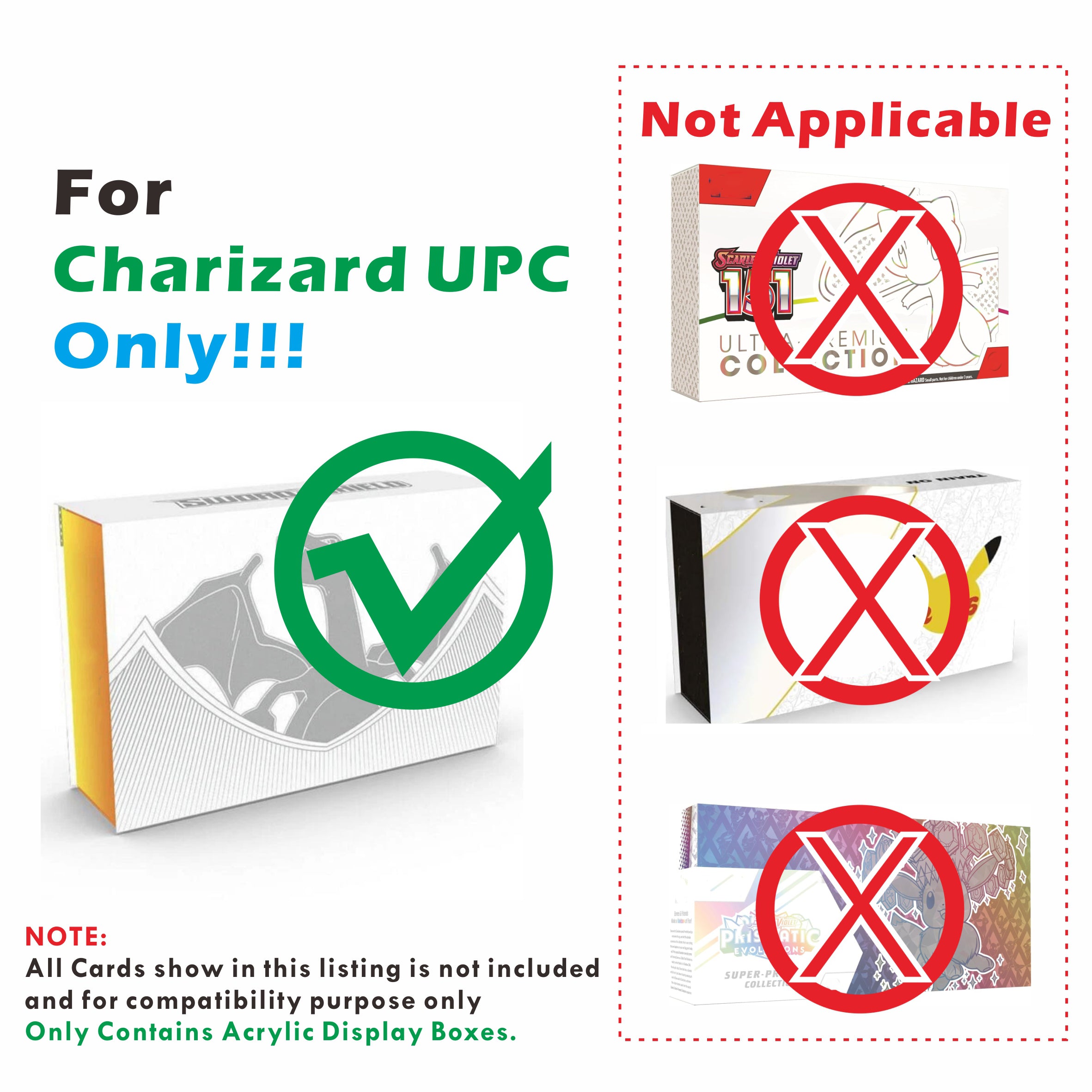 Clear Acrylic Magnetic Display Case for Pokemon Charizard Ultra Premium Collection UPC