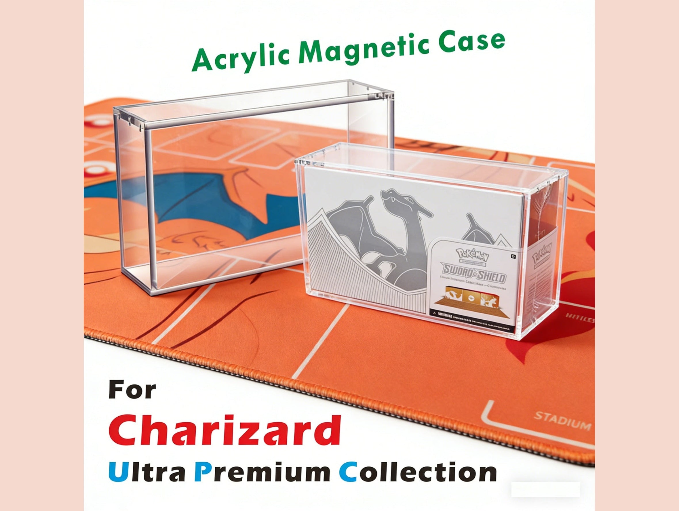 Clear Acrylic Magnetic Display Case for Pokemon Charizard Ultra Premium Collection UPC