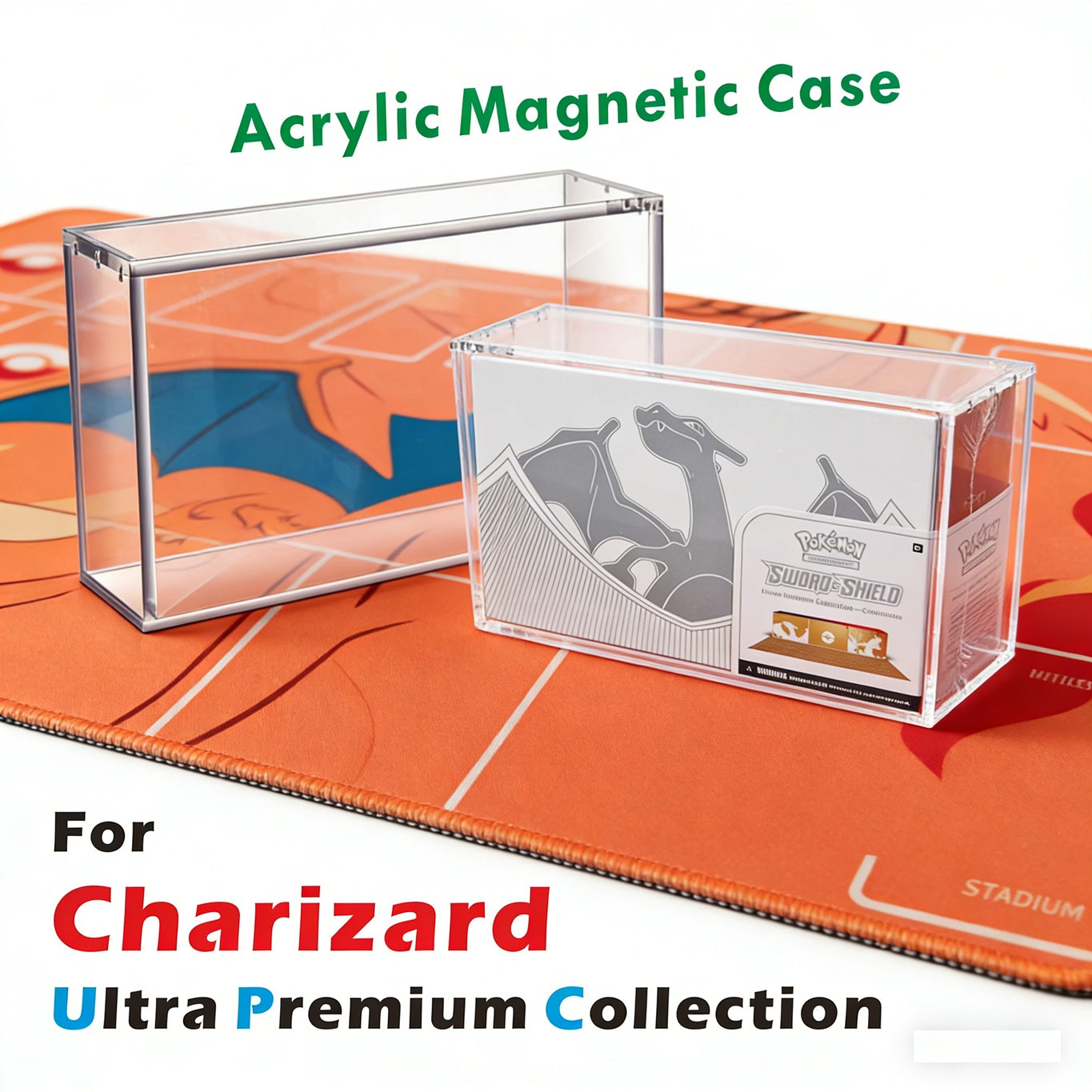 Clear Acrylic Magnetic Display Case for Pokemon Charizard Ultra Premium Collection UPC